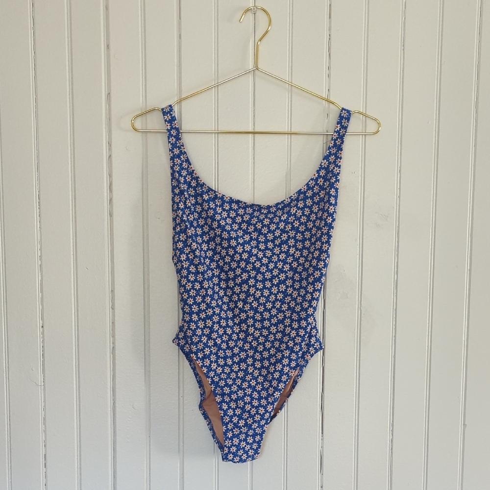 Blue Floral One Piece Swimsuit